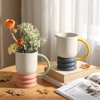 Vase à fleurs en céramique avec poignée, 1 pièce, modèle Unique, décoration, mat créatif, pour table