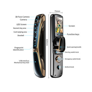 Chất Lượng Cao Cấp Tuya Thông Minh Khóa Cửa Với Vàng Vân Tay & Nhận Dạng Khuôn Mặt Wifi Máy Ảnh Nhôm Hợp Kim Gỗ Cửa Nhà Sử Dụng - Product Image 3