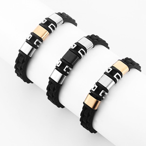 Pulsera de silicona de acero de titanio para hombre, diseño geométrico, patrón de ondas, joyería de regalo - Product Image 2