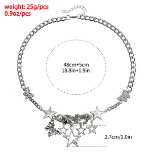 Bijoux INS Sweet Cool Hip-Hop Style Étoile Papillon Élément Clavicule Chaîne Creative Métal Enveloppé Collier - Product Image 4