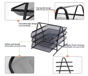 Vassoio per Magazine per <span class=keywords><strong>documenti</strong></span> e supporto per <span class=keywords><strong>documenti</strong></span> e supporto per ufficio a 3 livelli in rete metallica - Product Image 2
