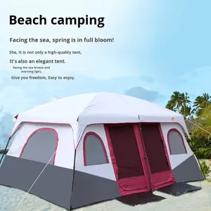 Commercio all'ingrosso della fabbrica 6-8-12 persone <span class=keywords><strong>campeggio</strong></span> all'aperto tenda due camere un soggiorno doppio strato protezione solare grande tenda - Product Image 4