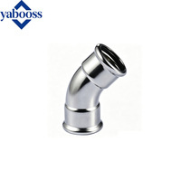 Yabooss Coude en acier inoxydable forgé SS304/SS316 poli 45° à connexion pressée 1,6 MPa pour applications hydrauliques industrielles Garantie 3 ans