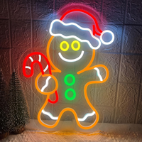 Enseigne néon personnalisée en usine, motifs Père Noël, Élan, Biscuit de Gingembre, Décoration murale LED de Noël pour intérieur et extérieur, Fourniture en gros pour Noël