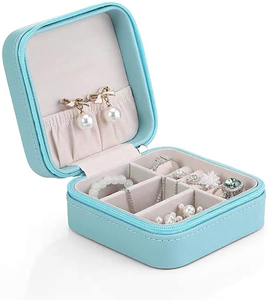 Slim Travel Jewelry Box Organizer Display Case for Girls Women Gift Rings Earrings Necklaces Storage Small Jewelry Organizer
