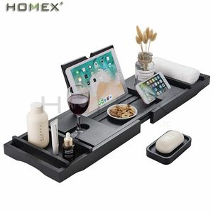 Caddie de <span class=keywords><strong>bain</strong></span> <span class=keywords><strong>autoportant</strong></span> en bambou noir, plateau de baignoire avec <span class=keywords><strong>porte</strong></span>-<span class=keywords><strong>savon</strong></span> et <span class=keywords><strong>porte</strong></span>-serviettes/homex_cci Factory - Product Image 1