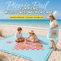 Tapis de pique-nique portable d'extérieur deux-en-un, en tissu Oxford 600D, imperméable, épaissi, pliable, pour la plage et le camping