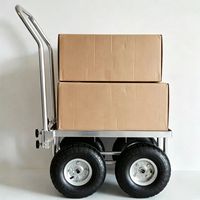 Chariot à outils pneumatiques industriels en acier, chariot à main OEM à plateforme métallique, quatre roues réglables pour le transport en usine