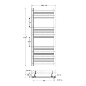Sèche-serviettes électrique en acier à faible teneur en carbone chromé avec barre chauffante - Product Image 6