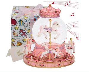 Globo Di Neve Musicale Carosello Musicale Globo Neve Carosello Giostra Carosello Musicale Globo Di Neve - Regalo Compleanno Con Luci, Suona You Are My Sunshine Scatola Musica Luci Carillon Con Luci E