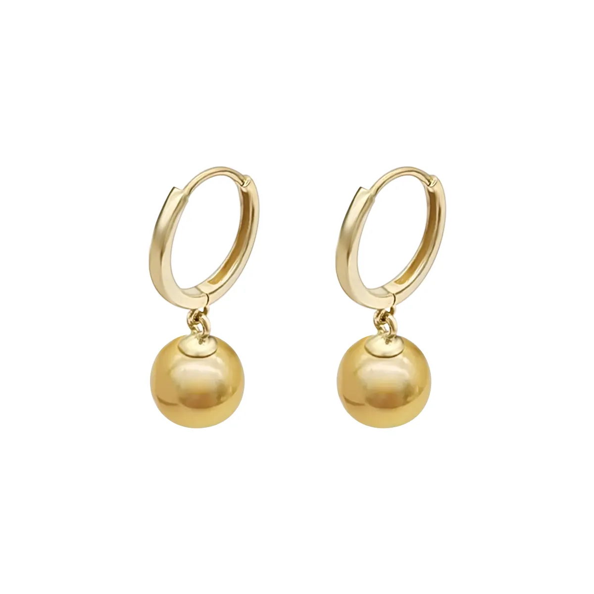 Las mujeres anillo de 14k oro pendientes de perlas de agua dulce en oro amarillo de 14k aro pendientes de argolla al por mayor