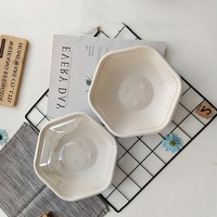 Trendz Personnalisé Naturel Biodégradable Jetable Saladier Écologique Hexagonal Déjeuner Canne à Sucre Bagasse Récipient Alimentaire Avec Couvercle
