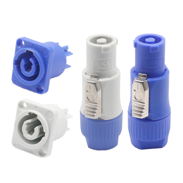 Powercon Male Connector 3-Pin 20A 250V Low Frequency Locking Cable for Power Supply Nylon Housing DC Type