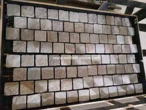 Dalles de pavés en quartzite naturel blanc beige, à face brisée, pour pavage extérieur - Product Image 3
