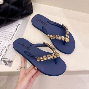 Sandalias de Playa con Pedrería Hechas a Mano para Mujer, Chanclas Planas Antideslizantes, Sandalias de Moda con Punta Descubierta para Exteriores - Product Image 2