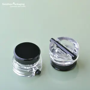 Pot à sourcils rond 2 en 1, échantillon gratuit, étui à crème d'ombre à paupières avec Mini pinceau, Pot d'eyeliner Portable vide