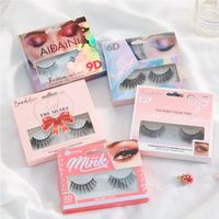 Faux cils synthétiques faits à la main en gros, 1 paire, effet 5D, tige en coton noir, format voyage, bande complète, différents styles