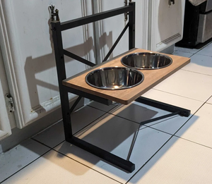 Support de bol réglable rustique ODM OEM pour animaux de compagnie-Mangeoire surélevée en bois faite à la main-Tache sans danger pour les aliments-Station d'alimentation personnalisable pour animaux de compagnie - Product Image 6