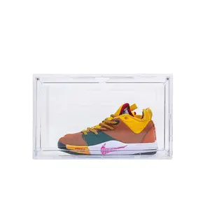 Side Open Clear Transparent Sneaker Crates Custom Plastic Stackable Display Shoe Case Storage Box Bins Shoe Case Acrylic