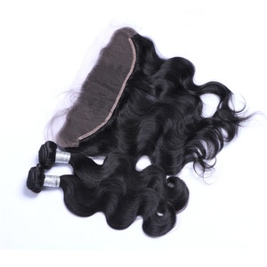 Highknight 10A lớp tóc Trinh Nữ bó dệt sóng cơ thể 100% tự nhiên tóc con người sợi ngang ren đóng cửa và phía trước - Product Image 4