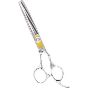 Tijeras de peluquería para diestros de 8.34 pulgadas, para entresacar, con hoja de acero inoxidable de borde afilado tipo cuchilla de afeitar, 30 dientes y mango largo - Product Image 1