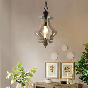 Lustre en bois éclairage américain ferme suspension en bois luminaire pour salle à manger ou restaurant - Product Image 2