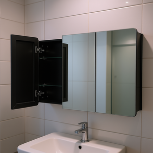 Estantes Ajustables de 25.5 x 40 cm, Espejo con Marco Negro para Colgar en la Pared del Baño - Product Image 2