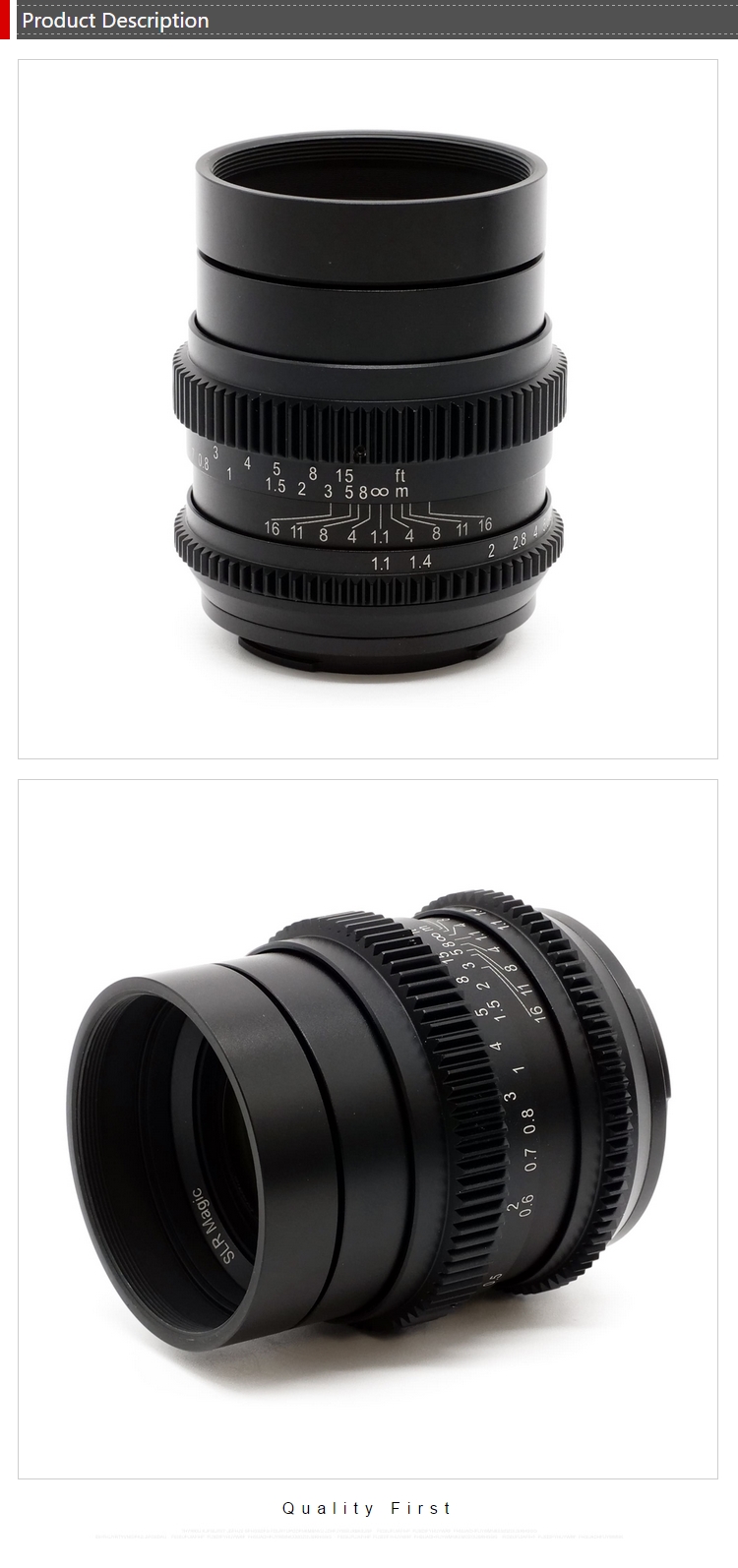 SLR Magic 50mm F1.1 II Lens - Manual Focus for Full Frame