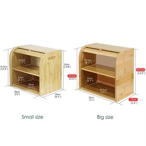 Bamboo Bread Box Double Layer Roll Top <b>Kitchen</b> Storage Natural Color Countertop Food Organizer - Product Image 4