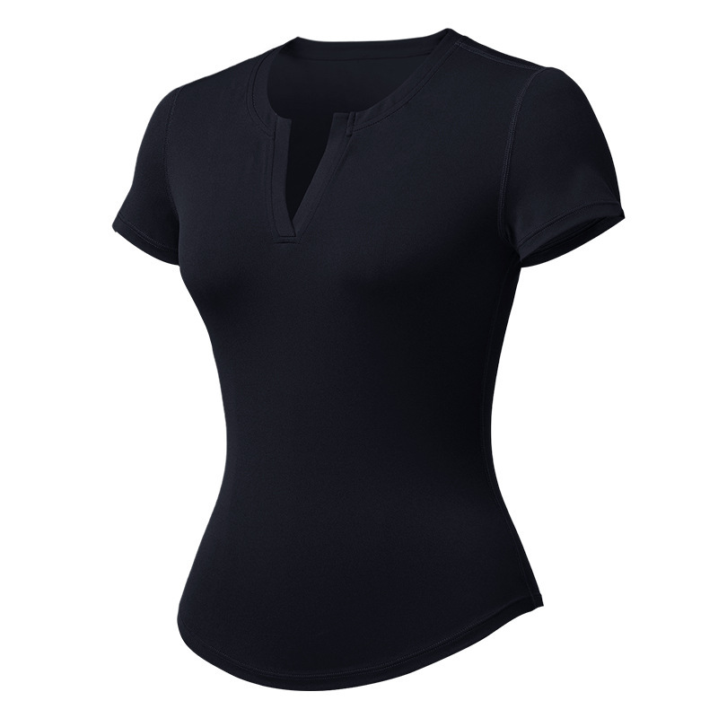 Women's Quick-Drying Elastic Fitness Sports Tights Slimming Small V-Neck T-shirts Yoga Clothes with Short-Sleeved Yoga Tops
