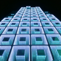 Dalles LED 3D Infinity Abyss à contrôle DMX512, sol LED changeant de couleur RGB, verre trempé pour scène commerciale et club
