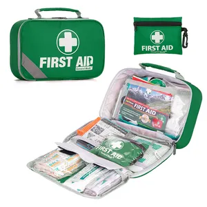 DIN13169 Standard Customized Green 258 Pieces Mini Emergency First Aid Kit With Emergency Medical Supplies