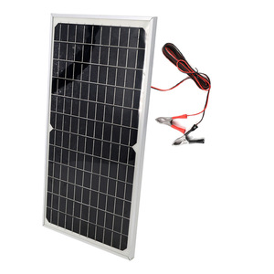 แผงโซลาร์เซลล์แบบโมโนคริสตัลไลน์ 16W 12V เครื่องชาร์จพลังงานแสงอาทิตย์แบบพกพาสำหรับใช้งานกลางแจ้งพร้อมแคลมป์สำหรับชาร์จแบตเตอรี่ - Product Image 1