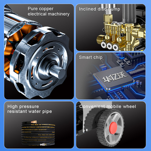 Pompe haute pression commerciale pour décontamination automobile, avec buses variées pour mousse et eau, composant essentiel pour le processus de nettoyage. - Product Image 6