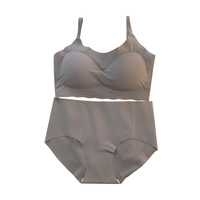 Ensemble de sous-vêtements pour étudiantes, usage quotidien, culotte bikini taille basse, soutien-gorge sans armatures en nylon respirant, bonnets 3/4, maintien push-up