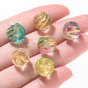 Lampwork Glass Watermelon Shaped Loose <b>Beads</b> With Gold Outline For Bracelet Making 8mm Round Crystal Jewelry Accessories - Product Image 4