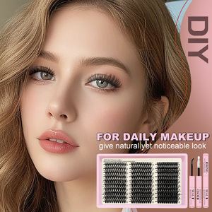 DIY Cluster False Eyelashes 40D 50D 60D Thick Curly Single Russian Style With <b>Tools</b> For Daily <b>Makeup</b> - Product Image 1