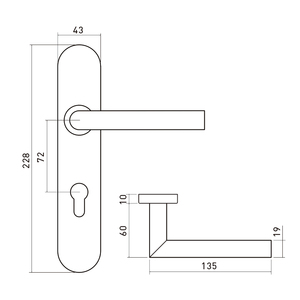 Poignées de <span class=keywords><strong>porte</strong></span> en acier inoxydable 304 de type L sur <span class=keywords><strong>plaque</strong></span> longue pour portes en bois et en acier - Product Image 2