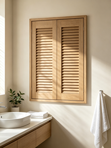 Volets en bois naturel à double panneau, à lamelles horizontales, style mat, pour fenêtres - Product Image 2