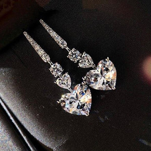 Eleganti Orecchini a Cuore e Collana con Ciondolo per Donne, Gioielli con Cuore in Pietra Scintillante, Regalo per Uso Quotidiano, Vendita all'Ingrosso - Product Image 2