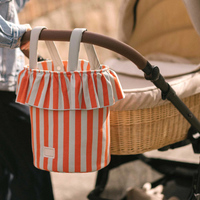 Sac de rangement à grande capacité pour couches, biberons, téléphone, voyages en plein air, sac suspendu rayé pour poussette d'enfant
