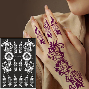 Pochoirs de tatouage peints en gros OEM personnalisés creux temporaires imperméables au henné corps <span class=keywords><strong>main</strong></span> Art henné faux non toxique importé - Product Image 3