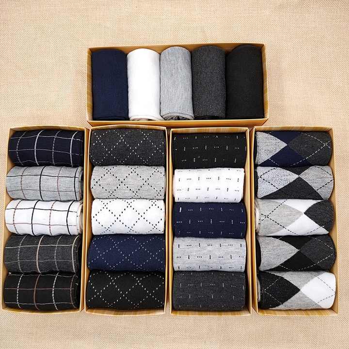 Wholesale 5 Pairs Plain Argyle Office Socks Gift Set