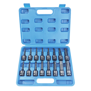Kit di chiavi a bussola esagonali a doppio sistema da 1/2 pollice, 16 pezzi, 8 metriche H5 H19 e 8 SAE 5/32 1/2 78mm per riparazioni automobilistiche e industriali globali - Product Image 1