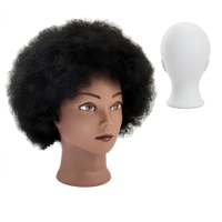 Kit de tête de mannequin afro en cheveux humains 100% teignables avec support, tête d'entraînement bouclée à faible chute de cheveux pour tressage et coiffage de cheveux africains