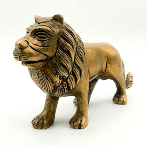 Figura de León de Latón Macizo Vintage, Escultura de León Hecha a Mano para Decoración del Hogar, Oficina, Escritorio, Estante, Regalo Coleccionable - Product Image 1