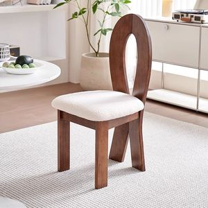 Chaise de salle à manger vintage de style français en bois massif, dossier Wabi-sabi, chaise <span class=keywords><strong>sirène</strong></span> du milieu du siècle, mobilier de maison, revêtement en velours doux - Product Image 1