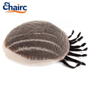 Parrucchino da <span class=keywords><strong>uomo</strong></span> con 8 trecce cornrow, in pizzo integrale, 100% capelli umani, traspirante, con linea naturale dei capelli, sistema unisex - Product Image 5
