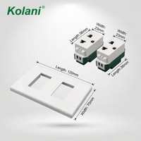 Enchufe Modular Doble Mini Horizontal Kolani 16A 250V de 3 Pines, Panel de PC Blanco con Obturador de Seguridad Antichoque para Niños