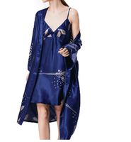 Robe Kimono Longue pour Femme, Ensemble 2 Pièces, Peignoir en Satin, Robe de Nuit, Peignoir de Mariée, Vêtements de Nuit, Pyjama